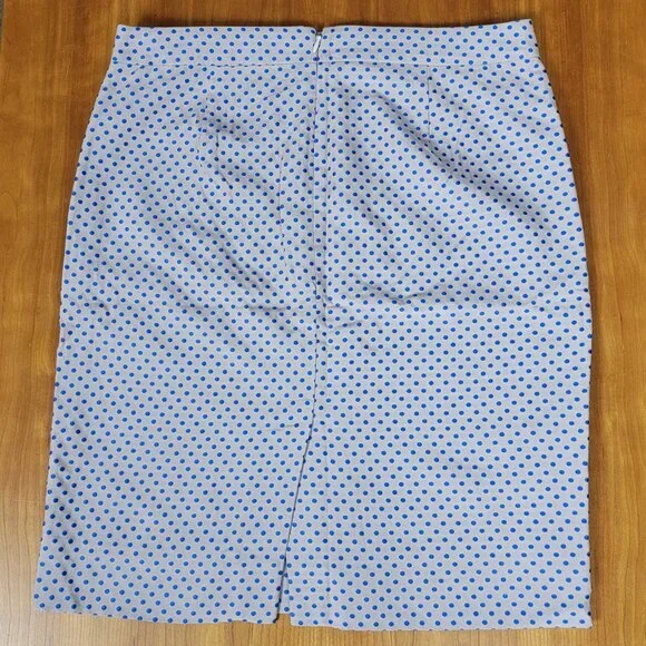 J. Crew Pale Lavender Gray and Royal Blue Polka Dot Pencil Skirt - 8 - Picture 4 of 8